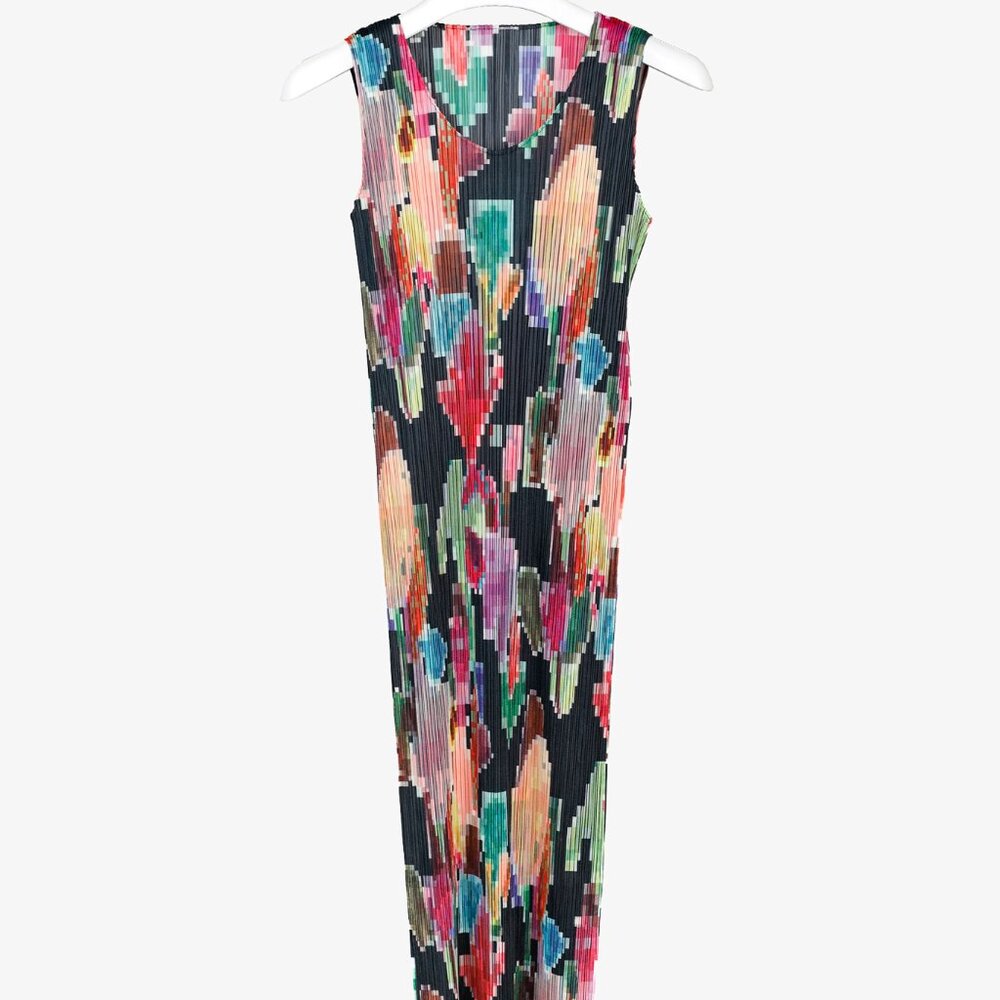 Pleats Please Issey Miyake Archival Pixelated Multicolour Flower Dress, Size M